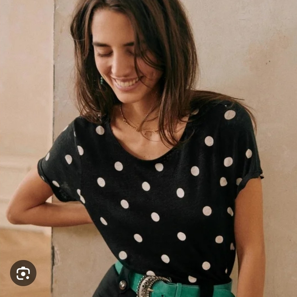 Andre - Sezane Black Polka Dot Women's Top